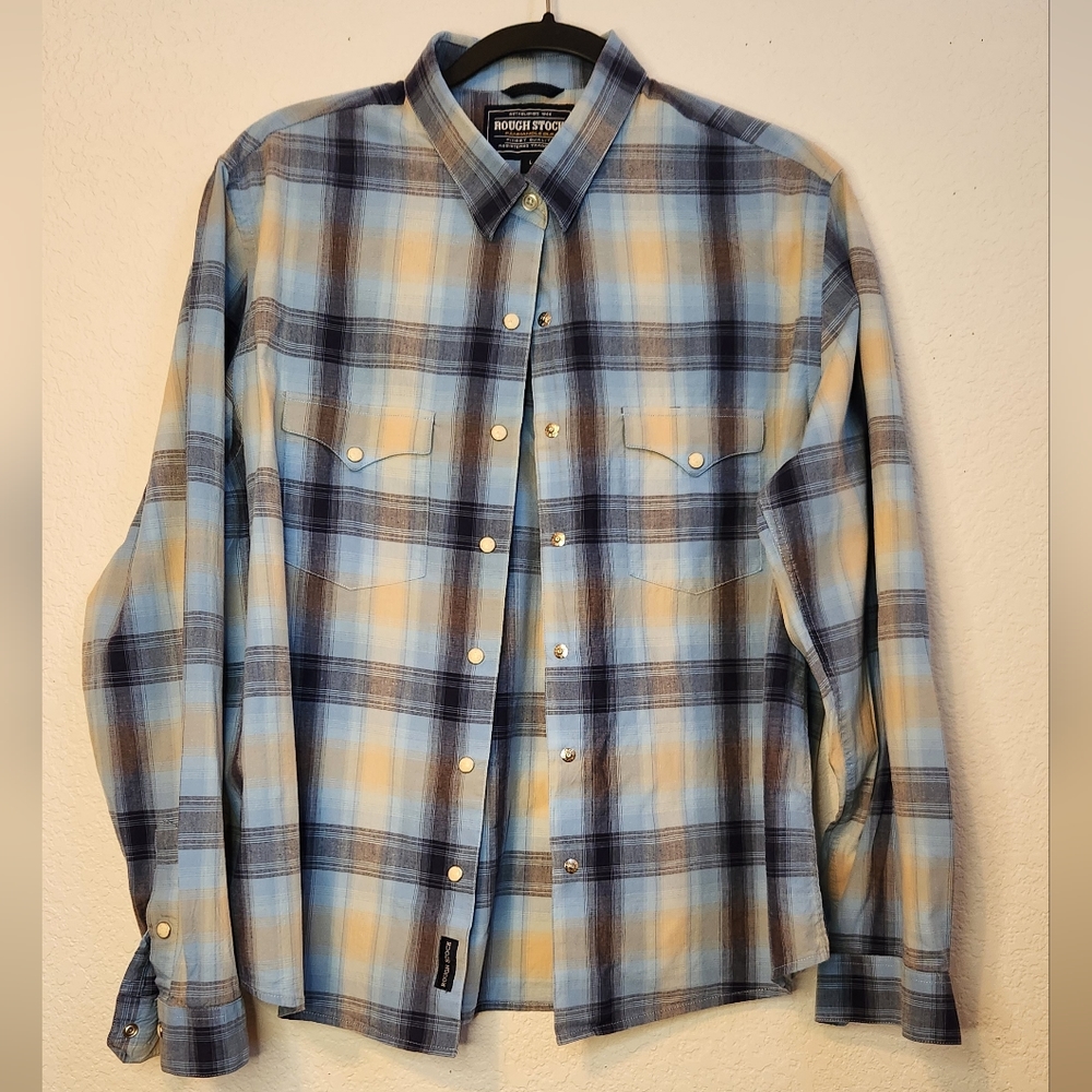 Rough Stock Panhandle‎ Slim Pearl Snap Western Women's Shirt, Size L